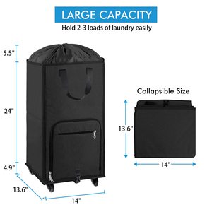 <b>Extra</b> <b>Large</b> Rolling <b>Laundry</b> <b>Basket</b> with Removable Wheels & Zipper Lid Freestanding <b>Laundry</b> Hamper Collapsible Bag for Clothes - Product Image 2