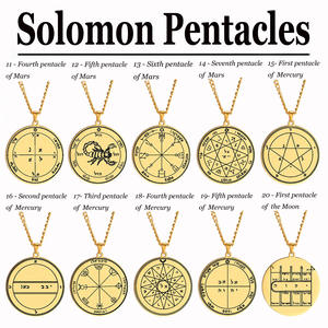 Pendentif en or avec sceau de Salomon, amulette Jupiter, Mars, Mercure, Lune, Saturne, Soleil, Vénus - Product Image 1