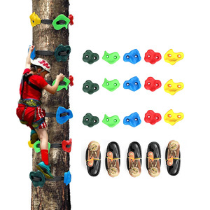 Prese per arrampicata su roccia per bambini, pietre per pareti in legno per arrampicata su roccia per bambini piedini per le mani con kit di presa con viti colore casuale - Product Image 1