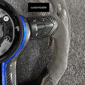 Ajuste para <span class=keywords><strong>BMW</strong></span> F10 M5 y <span class=keywords><strong>520d</strong></span> volante de fibra de carbono Alcantara Grip azul embellecedor de carbono LED paletas de carbono M1M2 calentado Lenkrad - Product Image 4