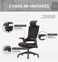 Chaise de bureau ergonomique haut de gamme avec accoudoirs 4D, appui-tête 3D réglable, design moderne, dossier en maille, chaise de direction UE/LAIAN Home Management