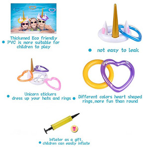 Nouveau personnalisé PVC gonflable amour licorne virole lancer anneau arc-en-ciel tête de cheval cerceau chapeau <span class=keywords><strong>jeux</strong></span> de fête en plein air <span class=keywords><strong>Halloween</strong></span> noël - Product Image 2