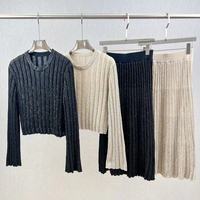 Haut en maille pour femme, luxueux, haut de gamme, nouvelle collection automne, uni, décontracté, à sequins, respirant, perlé, col rond, manches longues, coupe ajustée