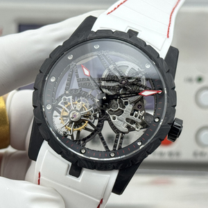 Reloj Mecánico de Lujo de Alta Gama, <span class=keywords><strong>Serie</strong></span> King, con Tourbillon Hueco de Fibra de Carbono, Correa <span class=keywords><strong>Blanca</strong></span>, para Hombre, para el Día a Día - Product Image 3