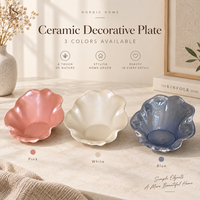 Plateau à fruits en céramique Jossin, plateau de service en céramique en forme de fleur, style nordique, assiette à dessert pour mariage, décoration de la maison, mise en place de la table