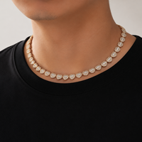 Collier Baguette Cœur Iced Out en Zircon Cubique, Ras-de-cou Hip Hop Plaqué Or, Bijoux pour Femme et Homme, Idée Cadeau