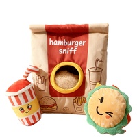Jouet pour chien en peluche douce et résistante aux morsures, en forme de jambe de poulet ou de hamburger, avec couineur, rembourré en coton PP, pour le soulagement du stress et les anniversaires