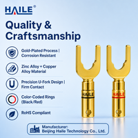 Bornes audio Hi-Fi en cuivre pur de type U sans soudure, 2 paires de fiches pour câble de haut-parleur et connexion d'amplificateur de puissance