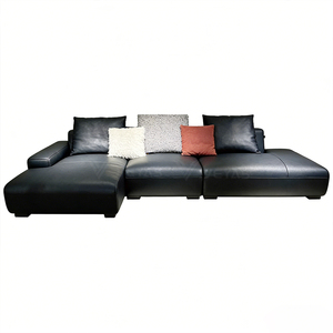 Sofá Seccional Moderno en Forma de L de Tres Plazas Hecho a Medida en Guangdong, Patas de Acero Inoxidable, Cuero Genuino de Alta Gama para Sala de Estar de Villa - Product Image 6