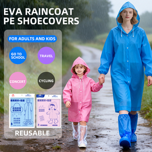 Adult &amp; Kids EVA Raincoat with Shoe Covers <strong>Waterproof</strong> Rain Gear <strong>Set</strong> - Product Image 2