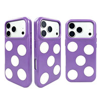 Étui de téléphone en PU effet cuir huilé avec patchs à pois cousus, cadre de protection de l'appareil photo en relief et boutons métalliques indépendants pour iPhone 17/18 Pro Max
