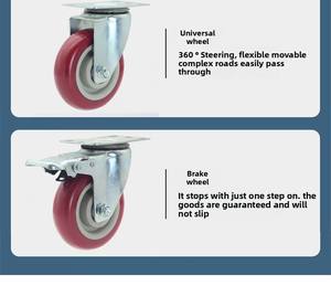 3/4/5/Zoll Heavy Duty Red Swivel <span class=keywords><strong>Caster</strong></span> 150mm PP Core PU Polyurethan Rollen für Trolley - Product Image 5