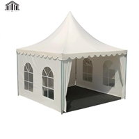 Tente de pagode en alliage d'aluminium galvanisé à la mode de 5x5m avec mur de verre résistant au vent pour banquets salons couverture en polyester