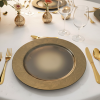 Hochwertiger 13-Zoll Luxus PP-Kunststoff Platzteller, Maßgefertigter Goldener Platzteller für Hochzeiten, Geburtstage, Dinner und Gehobene Hotels
