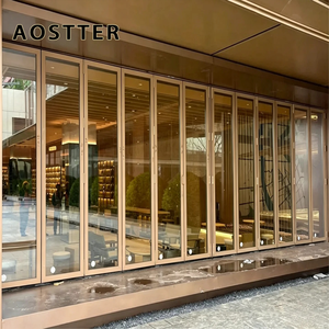 AOSTTER <span class=keywords><strong>Porta</strong></span> Pieghevole in Alluminio Dorato con Pannello di Sicurezza ad Alta Trasparenza e Cerniera Senza Manutenzione <span class=keywords><strong>per</strong></span> Patio di Lusso - Product Image 1