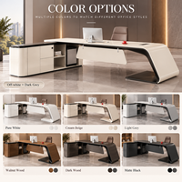Bureau de direction moderne de luxe en forme de L, noir et blanc, avec design incurvé pour le bureau du PDG ou du directeur, mobilier de bureau
