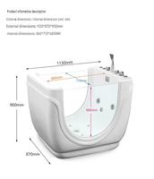 Baignoire bébé autoportante blanche avec hydromassage et drain intégré pour une installation facile en intérieur