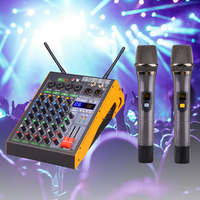 Meilleure petite table de mixage pour live performance 4 canaux avec amplificateur de microphone sans fil 16 DSP Power Audio Console Mixer Sound System