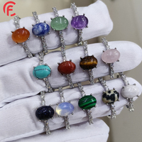 Bague ajustable en argent plaqué cuivre avec pierres précieuses naturelles (œil de tigre, améthyste, quartz rose, quartz clair) pour femme, cadeau de bijoux