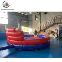 Tapis de bulle mécanique gonflable, rouge et bleu, avec Machine à air, jeux de saut Rodeo Bull
