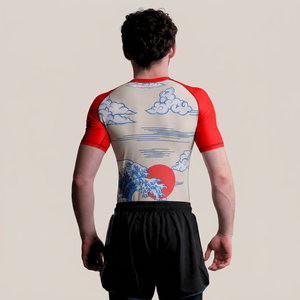 Camiseta Deportiva de Manga Corta para Hombre, con Estampado de Nubes Azules, Compresión, Secado Rápido, Spandex, Poliéster, Ropa Deportiva para Adultos - Product Image 6