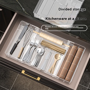 Sự lựa chọn vui vẻ có thể tháo rời nhựa dao kéo lưu trữ khay mở rộng nhà bếp ngăn kéo và hộ gia đình phân loại gia vị hộp phân loại - Product Image 3