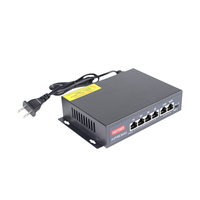 Interruptor PoE de montaje en rack de 4 puertos de distancia de 250m, interruptor PoE Ethernet de red no gestionada CCTV de 48V para cámara IP