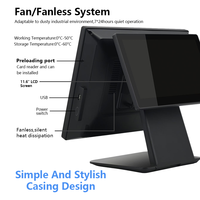 Prix usine double écran 15.6 pouces caisse enregistreuse système de point de vente de bureau écran tactile moniteur fenêtre-10 Pos Machine