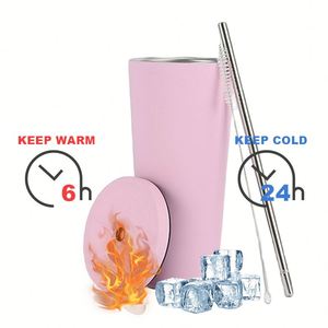 Tasse Thermos Isotherme en Acier Inoxydable 750 ml avec Logo Personnalisé, Peinture Caoutchoutée, pour Café, Lait, Thé, avec Paille Intégrée – Design Tendance - Product Image 3