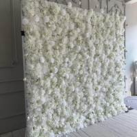 Maßgefertigte Seiden-Kunstblumenwand Weiß 5D Hintergrund Roll-up Hochzeit Hotel Party Heim Landschaftsdekoration Blumenwand