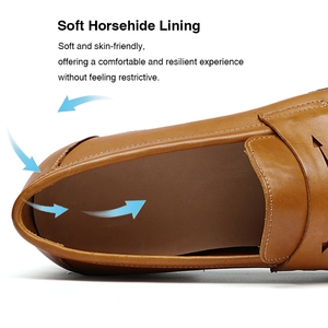 Mocassins Homme en Cuir Véritable Style Britannique Goodyear Welt, Confortables et Souples, en Peau de Cheval, Nouveauté Luxe Léger, Personnalisation OEM - Product Image 3