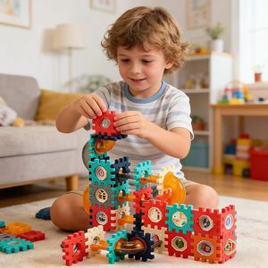 Blocs de construction Road Ball Blocks 98 pièces, circuit de billes, jouet éducatif pour enfants de 4 à 7 ans, ensemble de blocs de construction avec engrenages et rails - Product Image 1