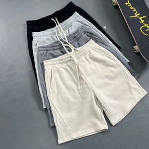 Pantalones cortos para hombre con logotipo personalizado 345 Gsm algodón poliéster francés Terry liso teñido estilo Patchwork pantalones cortos con cordones - Product Image 2