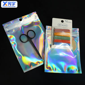 <span class=keywords><strong>Sac</strong></span> en plastique holographique transparent à fermeture éclair personnalisé avec logo sur un côté, <span class=keywords><strong>sac</strong></span> plat en mylar thermoscellable pour aliments, bonbons, accessoires pour écouteurs - Product Image 5