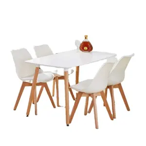 河北明浩长桌带4把椅子有竞争力的价格餐厅套装批发热卖现代家居家具木制中密度纤维板