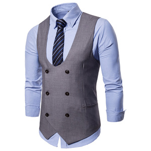 Automne et hiver nouveau <span class=keywords><strong>Double</strong></span> <span class=keywords><strong>boutonnage</strong></span> hommes <span class=keywords><strong>costume</strong></span> décontracté <span class=keywords><strong>gilet</strong></span> EBay vente en gros Y mode européenne Slim Fit <span class=keywords><strong>gilet</strong></span> - Product Image 5