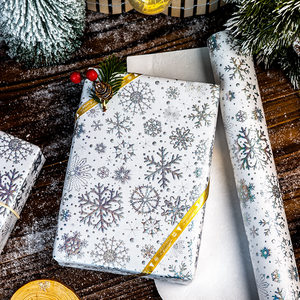 Snowflake <b>Pattern</b> Gift Wrapping <b>Paper</b> Double-Sided Coated Art <b>Paper</b> for Holiday Packaging 100GSM Roll Style - Product Image 2
