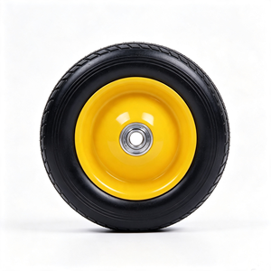 8x2.2 In Flat Free Solid Rubber <b>Wheel</b> Deep Tread Yellow Powder Coated Steel Rim <b>Wheel</b> for Hand Truck Garden Trolley Utility Cart - Product Image 3