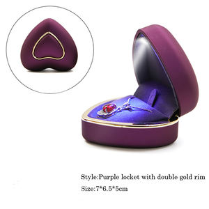 Boîte à bijoux personnalisée en forme de cœur fabriquée en usine, boîte à bague de luxe avec éclairage LED et design métallique, boîte à diamants pour mariage - Product Image 4