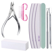 Ensemble d'outils de réparation d'ongles professionnel 9 pièces en acier inoxydable coupe-cuticules lime bande de polissage Gel forme liquide pour les soins de manucure