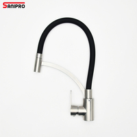 SANIPRO OEM ODM Robinet mitigeur chaud et froid en acier inoxydable brossé à 360 degrés Robinet d'eau de cuisine extractible