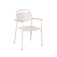 CDG Fauteuil contemporain en métal et bois au fini blanc Idéal pour les salles à manger et les terrasses