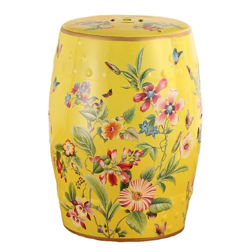 Dipinto a mano Design cinese tradizionale pittura floreale rotonda porcellana giardino decorazione della casa antico Bar sedile tamburo sgabello in ceramica