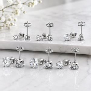 Pendientes de circonita con forma de corona para mujer, pendientes de cristal AA de seis puntas, embalaje para <span class=keywords><strong>tarjeta</strong></span> de <span class=keywords><strong>regalo</strong></span>, poste de acero inoxidable - Product Image 4