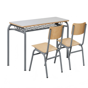 Bureau d'école double en <span class=keywords><strong>bois</strong></span> <span class=keywords><strong>ancien</strong></span> de Chine pour étudiants, avec chaise empilable - Product Image 3