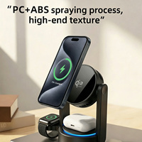 Station de charge sans fil TKT 3 en 1 25W avec lumière nocturne RGB, multifonction, dissipation thermique par air, chargeur de bureau Qi2