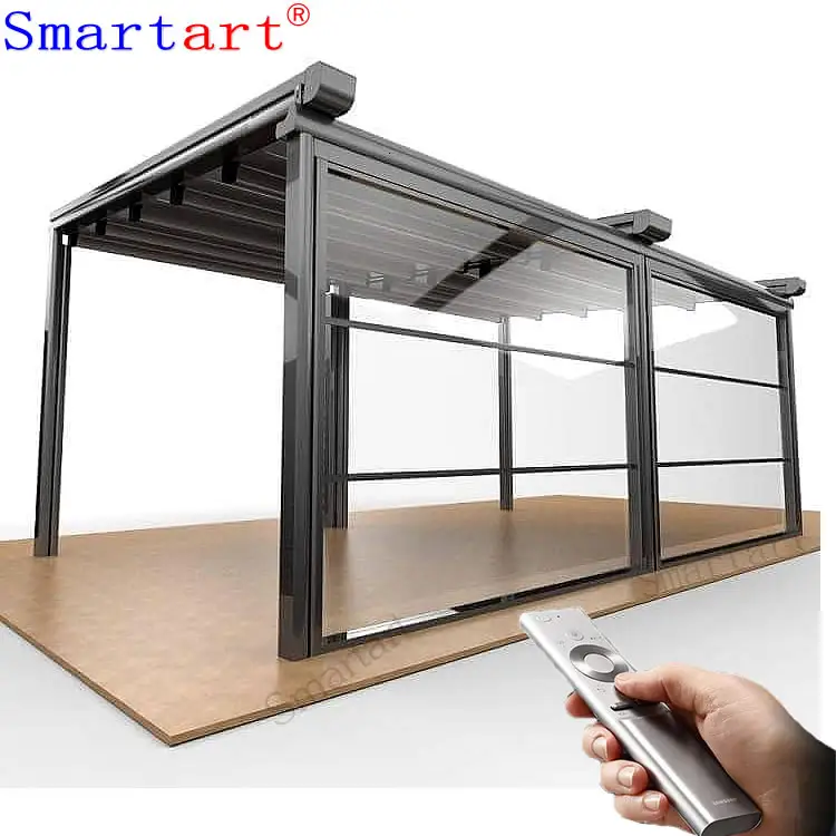 Electric Vertical sliding guillotine glass window for glass pergola