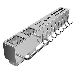 Étagère de rangement de cuisine en acier inoxydable, support à couteaux multifonctionnel sans perforation, étagère de rangement, support à baguettes, fixation murale - Product Image 1