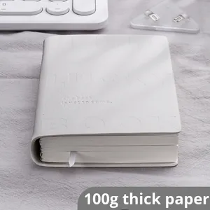 Cuaderno de PU de Tamaño A7, Grueso y Colorido, 160 Hojas, Diario Portátil, Encuadernación Térmica, Cubierta de Cuero, Tapa Dura, Mini Libreta de Bolsillo en Blanco - Product Image 6