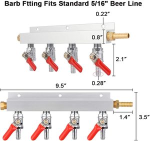 Collettore di <span class=keywords><strong>Gas</strong></span>, CO2 <span class=keywords><strong>Gas</strong></span> <span class=keywords><strong>distributore</strong></span> 5/16 ''Barb raccordo birra Kegerator Splitter, 4-Way <span class=keywords><strong>distributore</strong></span> d'aria con valvola di ritegno integrata - Product Image 4